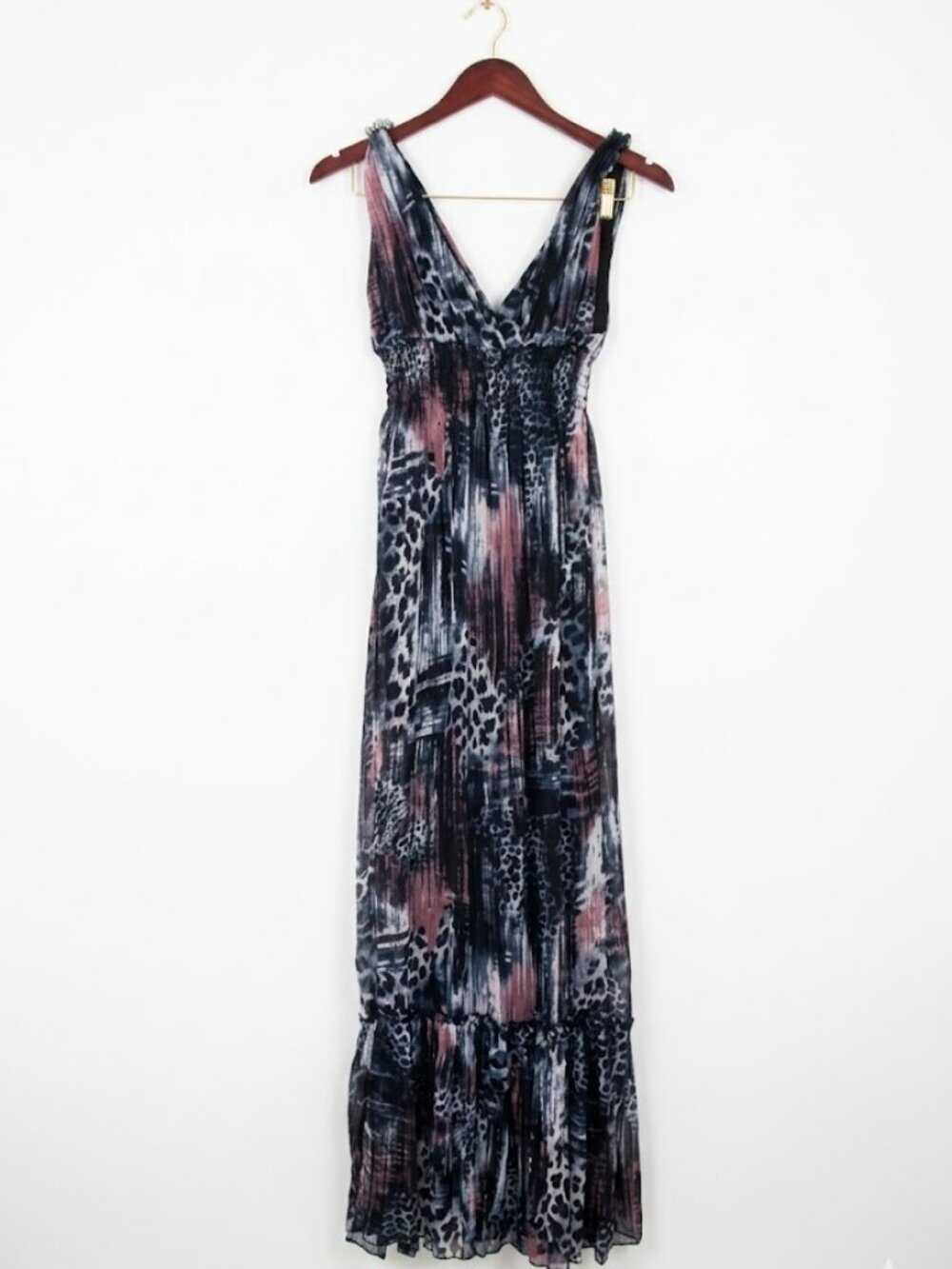 Fashionlin Abstract Leopard Print Maxi Dress Medium